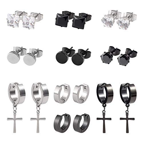 10 Pares Pendientes de Cruz Acero Inoxidable Pendientes Hombres Mujeres Unisex Circonita Cuadrado Redondos Pendientes Aretes Piercing 10 Pares Pendientes de Cruz Acero Inoxidable Pendientes Hombres Mujeres Unisex Circonita Cuadrado Redondos Pendientes Aretes Piercing