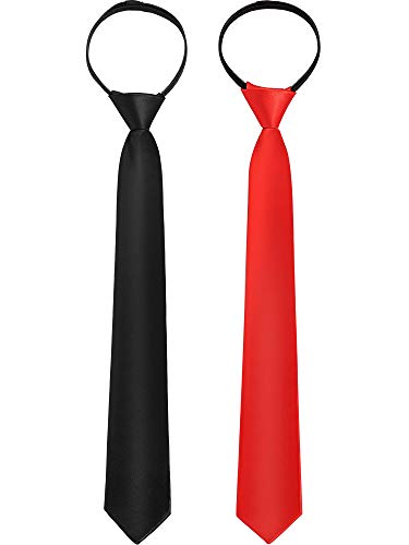2 Piezas Cremalleras Corbatas para Mujeres Corbatas Pre-atadas con Cremallera Corbata Ajustable con Correa de Cuello, 38 x 5 cm/ 15 x 2 Pulgadas (Rojo y Negro) 2 Piezas Cremalleras Corbatas para Mujeres Corbatas Pre-atadas con Cremallera Corbata Ajustable con Correa de Cuello, 38 x 5 cm/ 15 x 2 Pulgadas (Rojo y Negro)