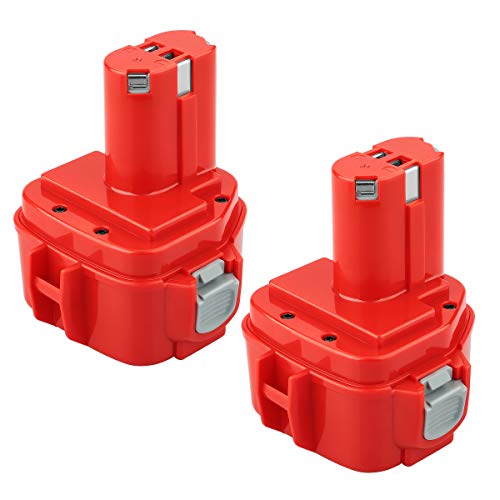 [2 piezas] POWER-XWT 12V 3,0Ah Ni-Mh Batería de herramientas para Makita 1220 1222 PA12 1233S Batería de Repuesto rojo