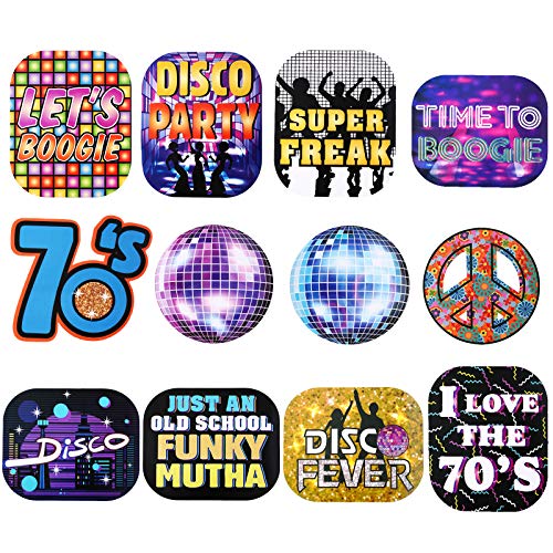 24 Piezas Recortes de Signo de Fiesta de Disco de Reversión de Años 70 Decoración de Fiesta de Disco Suminsitros de Fiesta de Tema de Disco para Favores de Fiesta de los 70