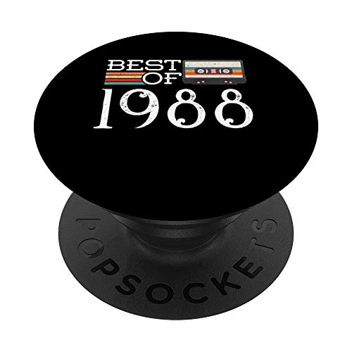 33º. Cumpleaños Lo mejor de 1988 33 Retro Cassette Regalo PopSockets PopGrip: Agarre intercambiable para Teléfonos y Tabletas
