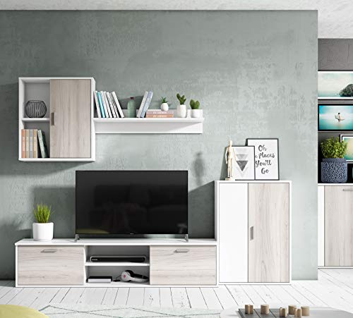 Abitti Mueble salón Comedor Legos Estilo Moderno Color Blanco y Shamal módulo almacenaje 220x38 cm Abitti Mueble salón Comedor Legos Estilo Moderno Color Blanco y Shamal módulo almacenaje 220x38 cm