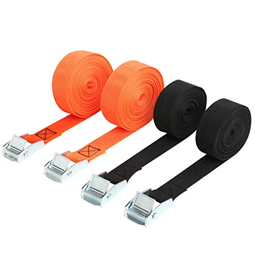 Aicoimy 4 Pzas Correa de Amarre con Hebilla, Correas de Sujeción, Correa de Amarre Camping Outdoor (Negro, 2.5m*25mm, 4m*25mm) Aicoimy 4 Pzas Correa de Amarre con Hebilla, Correas de Sujeción, Correa de Amarre Camping Outdoor (Negro, 2.5m*25mm, 4m*25mm)