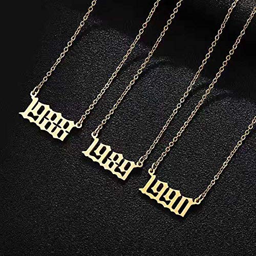 AILIFE Collar de acero inoxidable con número de año para las mujeres Año personalizado 1980 1989 2000 Regalo de cumpleaños de 1980 a 2020 AILIFE Collar de acero inoxidable con número de año para las mujeres Año personalizado 1980 1989 2000 Regalo de cumpleaños de 1980 a 2020
