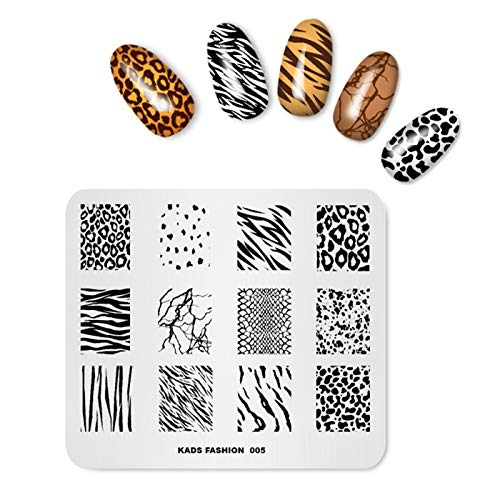 Alexnailart Placa de estampado para uñas Leopardo Imagen plantillas impresión de esmalte de uñas Herramienta de diseño de manicura