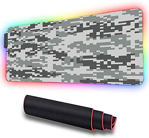 Alfombrilla de ratón suave para juegos RGB Gran tamaño con efecto de píxel digital Diseño moderno, amplia, luminosa, alfombrilla de ratón LED extendida, base de goma antideslizante. Alf，90*40*0.3cm