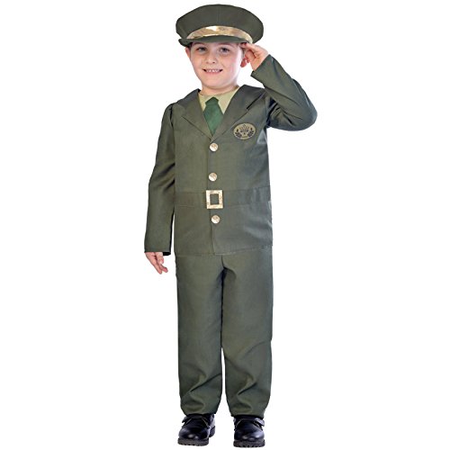 amscan 9903600 - Disfraz de soldado de la Segunda Guerra Mundial con gorro de plata (7-8 años)