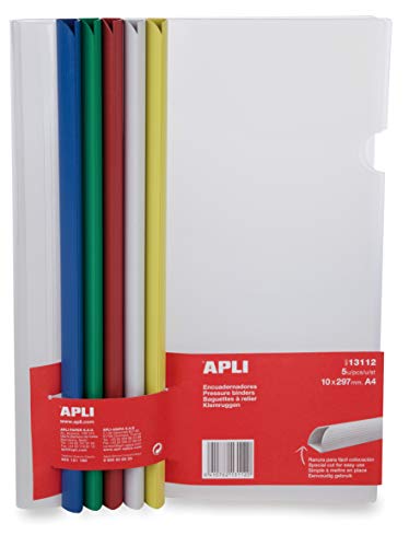 APLI 13112-Encuadernadores deslizantes con funda colores surtidos 5 u. APLI 13112-Encuadernadores deslizantes con funda colores surtidos 5 u.