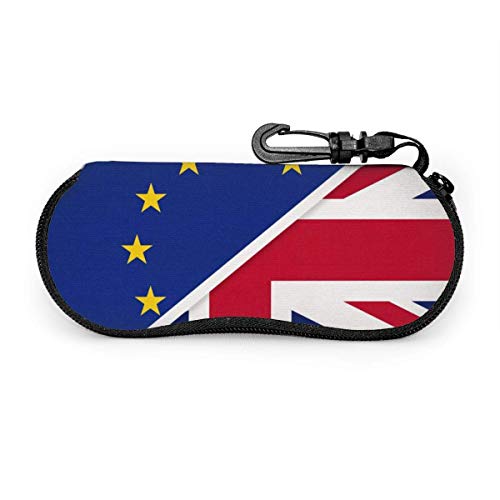Arvolas Estuche de anteojos portátil con bandera nacional de Reino Unido y Unión Europea y Reino Unido Estuche protector de anteojos resistentes a la abrasión