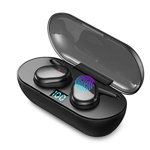 Auriculares Bluetooth 5.0 Auricular Inalámbrico Control Táctil con Graves Profundos In-Ear conPop-Ups Auto Pairing Caja de Carga Rápida IPX7 Impermeables, para Android/iPhone/Samsung