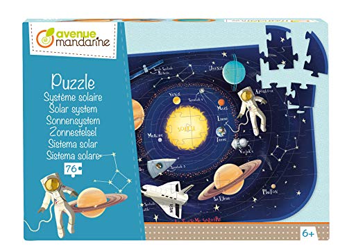Avenue Mandarine PU017C - Un puzle 76 Piezas con un póster como guía incluida, Sistema Solar