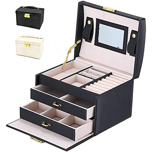 BalladHome Caja Joyero con Espejo Caja para Joyas joyero Caja de Joyas Organizador de Joyas, Caja de Relojes Caja para Relojes (Negro) BalladHome Caja Joyero con Espejo Caja para Joyas joyero Caja de Joyas Organizador de Joyas, Caja de Relojes Caja para Relojes (Negro)