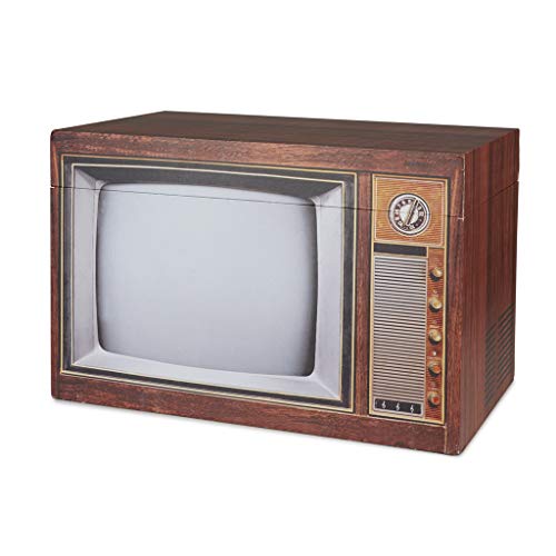 Balvi Caja almacenaje Vintage Color marrón Contenedor de Almacenamiento Original y Bonito con Forma de televisión Antigua Madera DM 34x50x30 cm