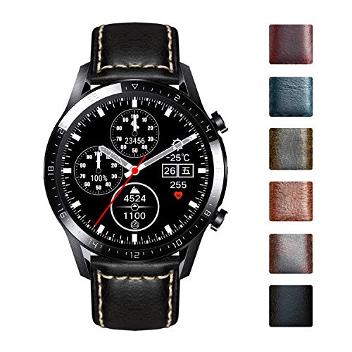 Bandas de reloj compatibles con Huawei GT/GT2 42mm 46mm/Huawei Watch 2 Classic/Sport Smartwatch Correas de cuero de piel de becerro de cera de aceite Reemplazo de 20mm 22mm Pulsera para hombres Mujer