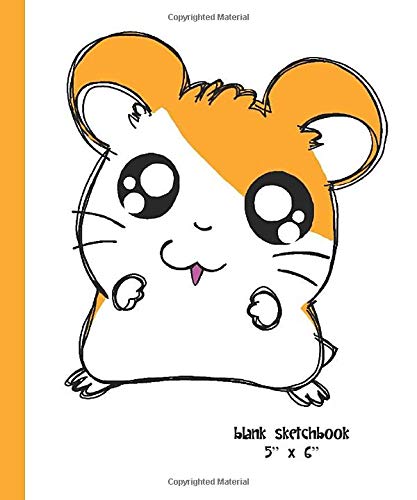 Blank Sketchbook 5" x 6": mini notebook, 80 sheets - Hamtaro - Ham Ham hamster, manga [Idioma Inglés]