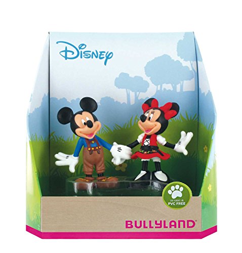 Bullyland 15081 – Juego de Figuras de Juguete Walt Disney Mickey en Pantalones de Piel y Minnie en el tirolés, Figuras pintadas a Mano, sin PVC, Regalo Ideal para niños y niñas para Jugar de fantasía