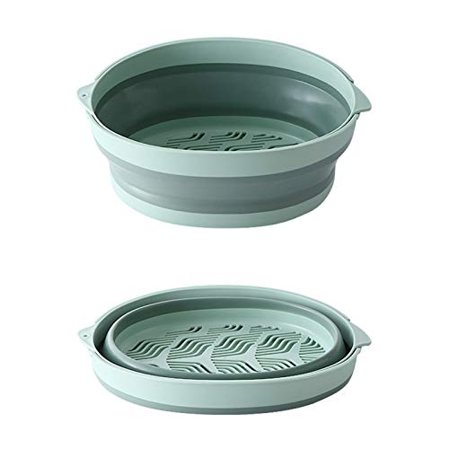 C-LARSS Lavabo De Cesta De Almacenamiento De Verduras De Drenaje Hueco Plegable Portátil De Doble Capa Verde L C-LARSS Lavabo De Cesta De Almacenamiento De Verduras De Drenaje Hueco Plegable Portátil De Doble Capa Verde L
