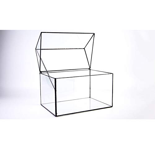 Caja Deco Joyero Terrario Retro Metal Dorado Laton Color Vidrio Cristal Transparente - Estilo Nórdico Vintage Almacenamiento Joyería Medidas,Negro