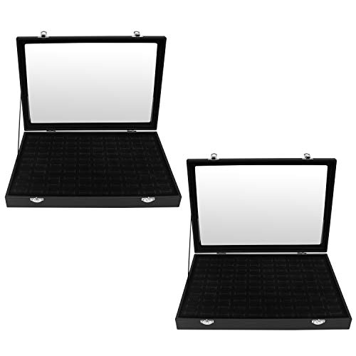 Caja Expositora para Anillos (Pack de 2) - Caja Almacenar Gemelos 35cm de Ancho x 24cm de Largo y 3cm de Alto - Organizador de Anillos Acrílico con Terciopelo para Joyas, Pendientes y Mas – Negro Caja Expositora para Anillos (Pack de 2) - Caja Almacenar Gemelos 35cm de Ancho x 24cm de Largo y 3cm de Alto - Organizador de Anillos Acrílico con Terciopelo para Joyas, Pendientes y Mas – Negro