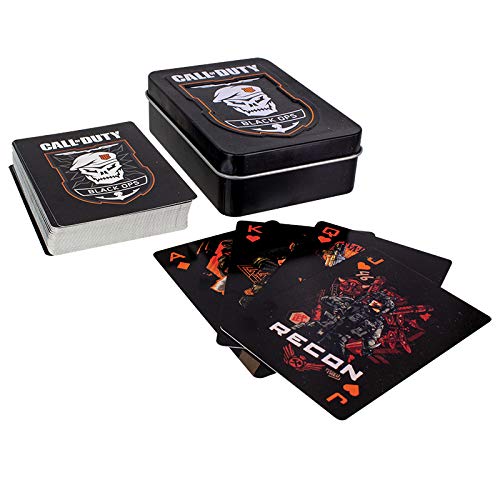 Call of Duty Black Ops 4 Cartas de Juego | Logotipos COD y Tarjetas de Emblema | Incluye Lata de Almacenamiento de Metal Premium en Relieve | Juego de Cartas de póquer Recubierto de plástico