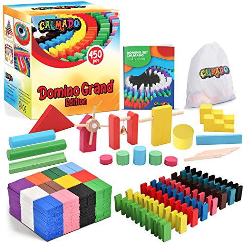 Calmado – 450 Piezas de dominó/Juego de fichas de dominó de Madera “Domino Grand Edition” + Bolsa + Libro de Instrucciones + Accesorios