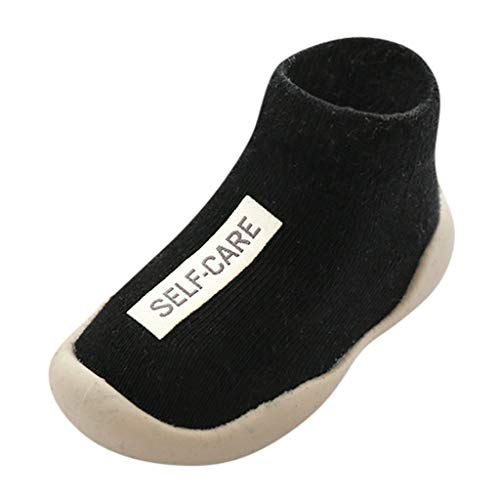 Calzado Casual Infantil Zapatos De Goma Antideslizantes Calcetines De Punto Zapatos De Casa OtoñO Nuevas Botas Desnudas Zapatos para BebéS Y NiñOs ReciéN Nacidos Zapatos De Primer Paso(Negro,23EU)