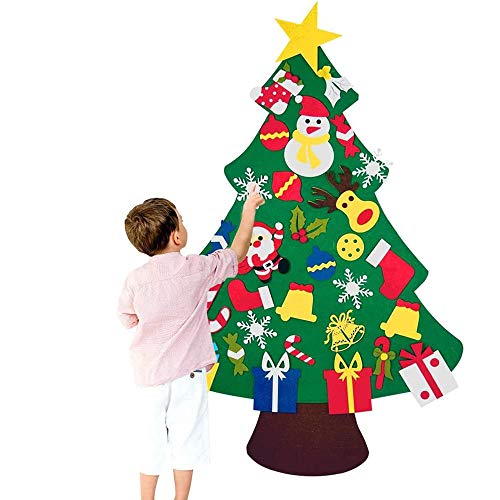 Chensensor DIY El árbol de Navidad del Fieltro de los 3.3FT fijó los Ornamentos Desmontables 30pcs Regalos Colgantes de Navidad de la Pared para Las Decoraciones de la Navidad
