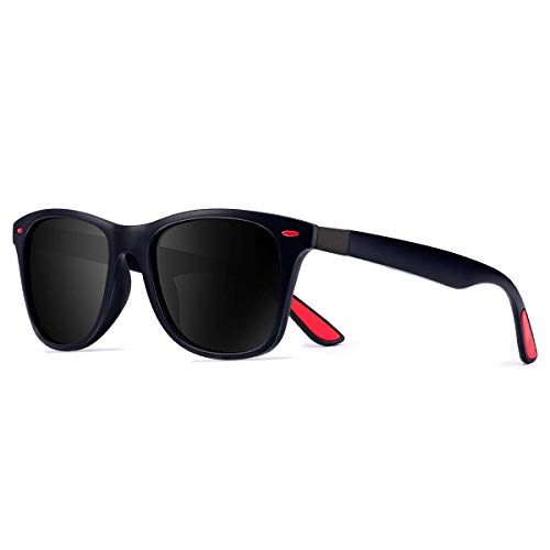 CHEREEKI Gafas de Sol Polarizadas, Gafas de Sol de Moda Hombre Mujer 100% Protección UV400 Gafas para Conducción (Azul-Negro)