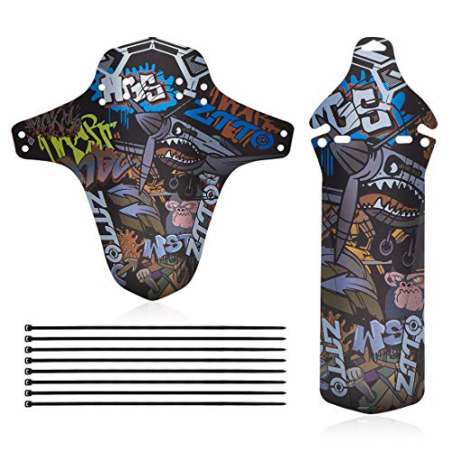 ChuJun Guardabarros bicicleta MTB, 2 piezas de estilos impresión de moda Guardabarros delanteros y traseros de Bicicleta MTB,Guardabarros a Prueba de Salpicaduras,8 sujetacables para Guardabarros ChuJun Guardabarros bicicleta MTB, 2 piezas de estilos impresión de moda Guardabarros delanteros y traseros de Bicicleta MTB,Guardabarros a Prueba de Salpicaduras,8 sujetacables para Guardabarros