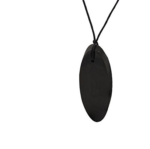 Collar de Shungite con Colgante Diseño Óvalo Grande Hecho de Piedra Shungit para Protección Electromagnética | Joyería de Shungita Moderna, Usada para Equilibrar Chakras y Energía | Óvalo Grande