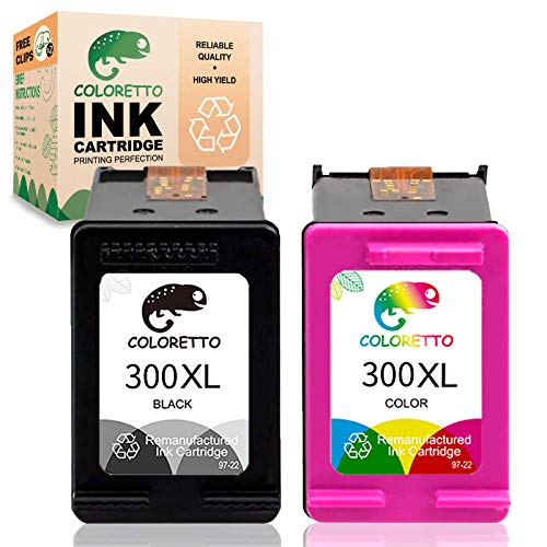 COLORETTO Cartucho de Tinta remanufacturado para HP 300XL 300 XL (1 Negro, 1 Tricolor) Compatible con HP C4600 C4610 C4635 C4640 C4650 C4680 C4683 C4685 C4690 C4700 C4740 C4750 Paquete Combinado