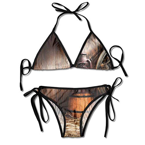 Conjuntos de Bikini para Mujer Impresos Rodeo del Oeste Americano, Traje de baño de la Playa del Traje de baño del triángulo