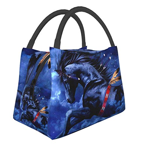 Crescent Moon Star Indian Horse Lunch Bag Insulated Lunch Tote Cooler Bag Lunch Box For Women Men School Work Picnic