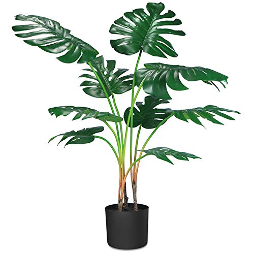 CROSOFMI Plantas Artificiales Grande Decorativas Monstera Palmera Artificial Modernos Hogar Decoracion Salon Dormitorio con Balcón Hawaiana Fiesta Tropical Decorativas(1 PACK)