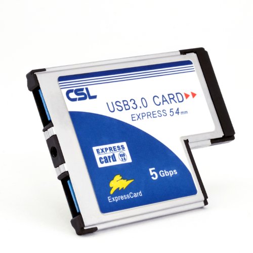 CSL - Tarjeta EXPressCard PCMCIA USB 3.0 Super Speed 54 mm 2 Puertos Compatible con Windows 10 para Ordenadores portátiles - Distribuidor Interno USB