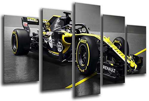 Cuadro Fotográfico Formula 1 Coches, Renault r.s.18, Renault F12018, Carlos Sainz, Nico Hulkenberg Tamaño total: 165 x 62 cm XXL