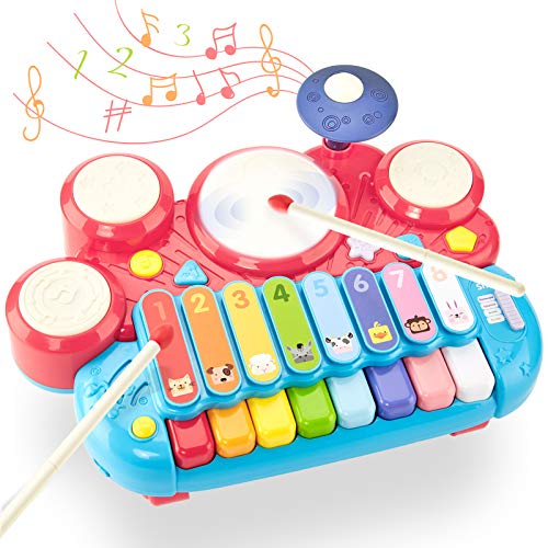 CubicFun Instrumentos Musicales Juguetes Bebes 1 año Piano Infantil Juego Tambor Teclado Piano y Xilófono Set, Juguete Musical Regalo Juguetes para Niños 2 3 4 5 años