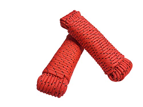 Cuerda 20 m x 8 mm – Cuerda de polipropileno (PP), rojo/negro cuerda de amarre, multiusos cuerda, carga de rotura: 700 kg - Juego de 2 de 20 m cada uno Cuerda 20 m x 8 mm – Cuerda de polipropileno (PP), rojo/negro cuerda de amarre, multiusos cuerda, carga de rotura: 700 kg - Juego de 2 de 20 m cada uno