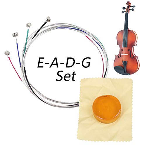 Cuerdas de violín, Conjunto Completo Universal (G-D-A-E), Núcleo de acero Níquel-plata Herida con Extremo de Bola Niquelado, con Colofonia Circular Soild, Aptas para Violines 4/4 3/4 Cuerdas de violín, Conjunto Completo Universal (G-D-A-E), Núcleo de acero Níquel-plata Herida con Extremo de Bola Niquelado, con Colofonia Circular Soild, Aptas para Violines 4/4 3/4