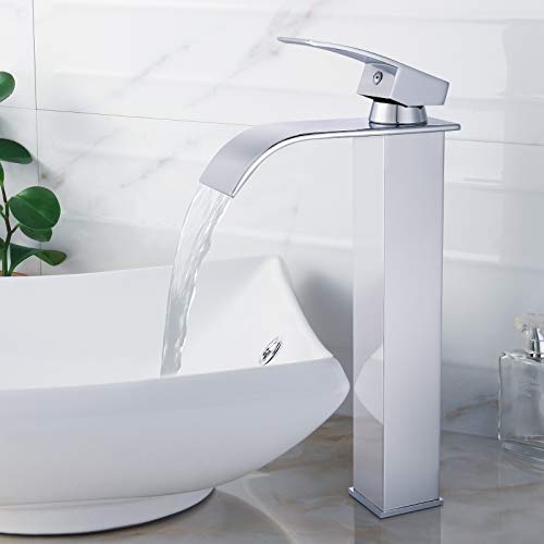 Dalmo Grifo Lavabo, Grifo Lavabo Cascada, Grifo Baño con dos tubos de 3/8", Válvula De Cerámica, Grifo de Lavabo Alta Calidad, DBWF01WD