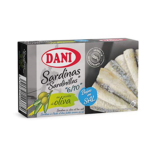 Dani - Sardinillas en aceite de oliva bajas en sal - 12 x 90 gr. Dani - Sardinillas en aceite de oliva bajas en sal - 12 x 90 gr.