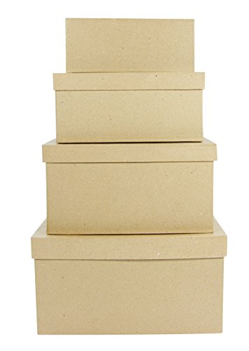 Decopatch cajas de Rectangular, 4 unidades, marrón