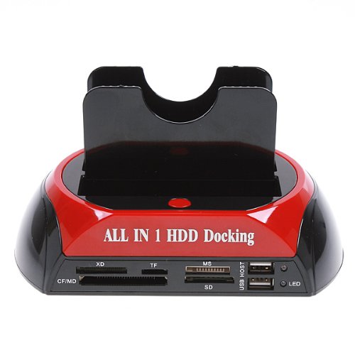 Dodocool 2,5 "3,5 SATA/IDE HDD de 2 Dock Dual Bay Hard Drive Docking Station e-SATA con Tarjeta Lector