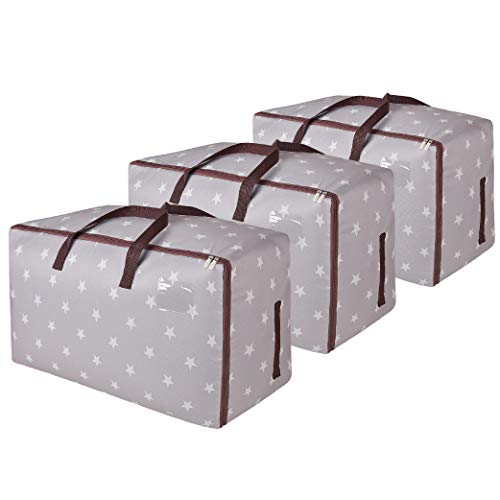 DOKEHOM 3 Piezas 100L Bolsa de Almacenamiento Grande, Bolsa de Tela para Ropa, tamaño Ultra Grueso bajo la Cama, a Prueba de Humedad (Gris) DOKEHOM 3 Piezas 100L Bolsa de Almacenamiento Grande, Bolsa de Tela para Ropa, tamaño Ultra Grueso bajo la Cama, a Prueba de Humedad (Gris)
