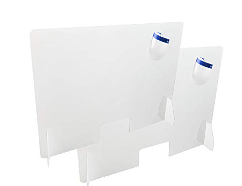 Dos Mamparas Protectoras para Mostrador | Mesas, Barras, Escritorios, tamaño 80 cms de ancho por 60 cm de alto, 3 mm de grosor, ventana de 15 x 26 cm | Metacrilato | Color transparente | montaje fácil Dos Mamparas Protectoras para Mostrador | Mesas, Barras, Escritorios, tamaño 80 cms de ancho por 60 cm de alto, 3 mm de grosor, ventana de 15 x 26 cm | Metacrilato | Color transparente | montaje fácil