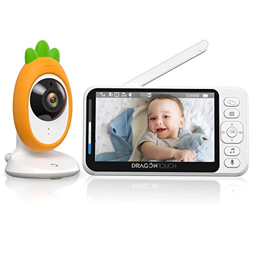 Dragon Touch Vigilabebés Inalambrico con Cámara 4.3" LCD Bebé Monitor Inteligente Cámara Vigilancia Vigilabebes con Visión Nocturna Sensor de Temperatura Intercomunicador Bebé Canción de Cuna (E40)