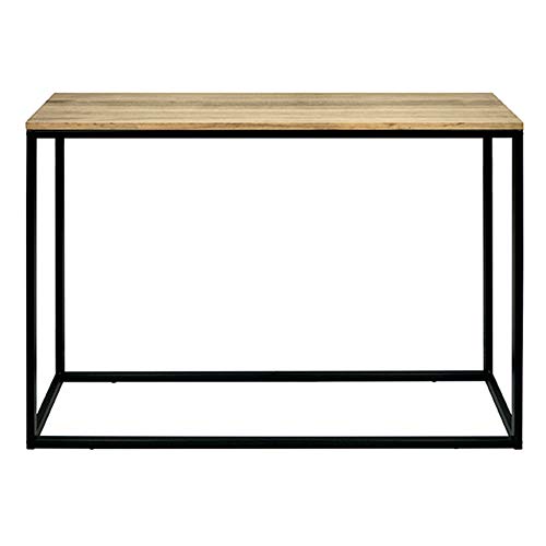 DS Dropshipping Mesa Recibidor iCub. Color Negro. Dimensiones 120x35x80cm. Fabricada en Madera de Pino Maciza con Efecto Envejecido y Estructura de Tubo de Acero.