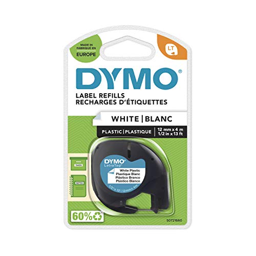 Dymo - cinta letratag poliéster 12 mm x 4 m negro sobre blanco