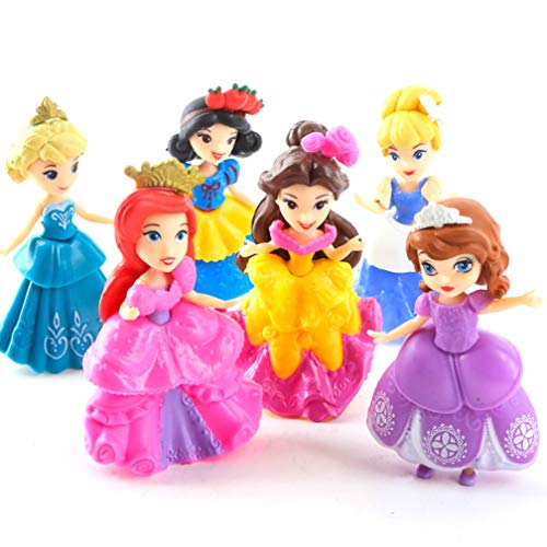 EASTVAPS 6 unids / Lote Princesa Muñeca Sofia Blancanieves Belle Doll Modelos Acción Juguete Cake Decoration Girl Toy