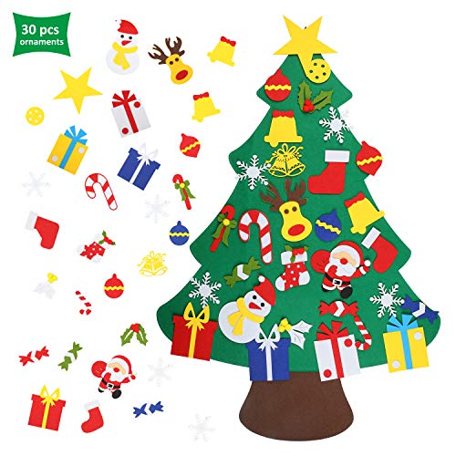 EKKONG Fieltro Árbol de Navidad, DIY Decoración del árbol de Navidad, los Ornamentos Desmontables 30pcs, Regalos Colgantes de Navidad de la Pared para Las Decoraciones de la Navidad EKKONG Fieltro Árbol de Navidad, DIY Decoración del árbol de Navidad, los Ornamentos Desmontables 30pcs, Regalos Colgantes de Navidad de la Pared para Las Decoraciones de la Navidad
